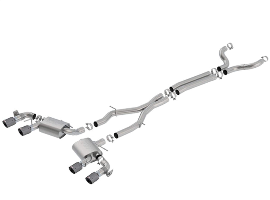 Cat-Back System BORLA 140726CFBA for 2017-2023 Chevrolet Camaro ZL1 6.2L V8 Auto./ Man. Trans. With NPP (dual mode exhaust). NOT Recommended For Convertibles. Installation REQUIRES Cutting O.E. System