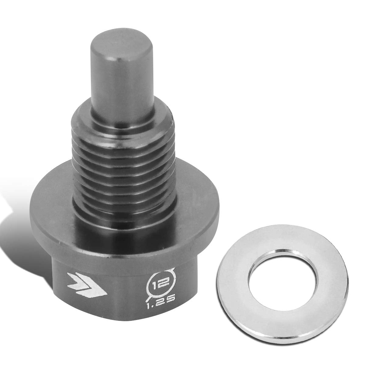 Magnetic Oil Drain Plug NRG Innovations, M12 X 1.25 Thread Size Engine Oil Drain Nut w/Washer, Gun Metal, Replacement for Infiniti,Lexus,Nissan,Toyota, NRG-NOP-200GM