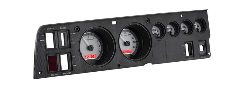 Dakota Digital Analog Gauge System Aftermarket for 68-70 Dodge Charger Super Bee 69-70 Coronet R/T, 70 Plymouth GTX and Road Runner Analog Silver Alloy Red Backlighting VHX-68D-CHG-S-R