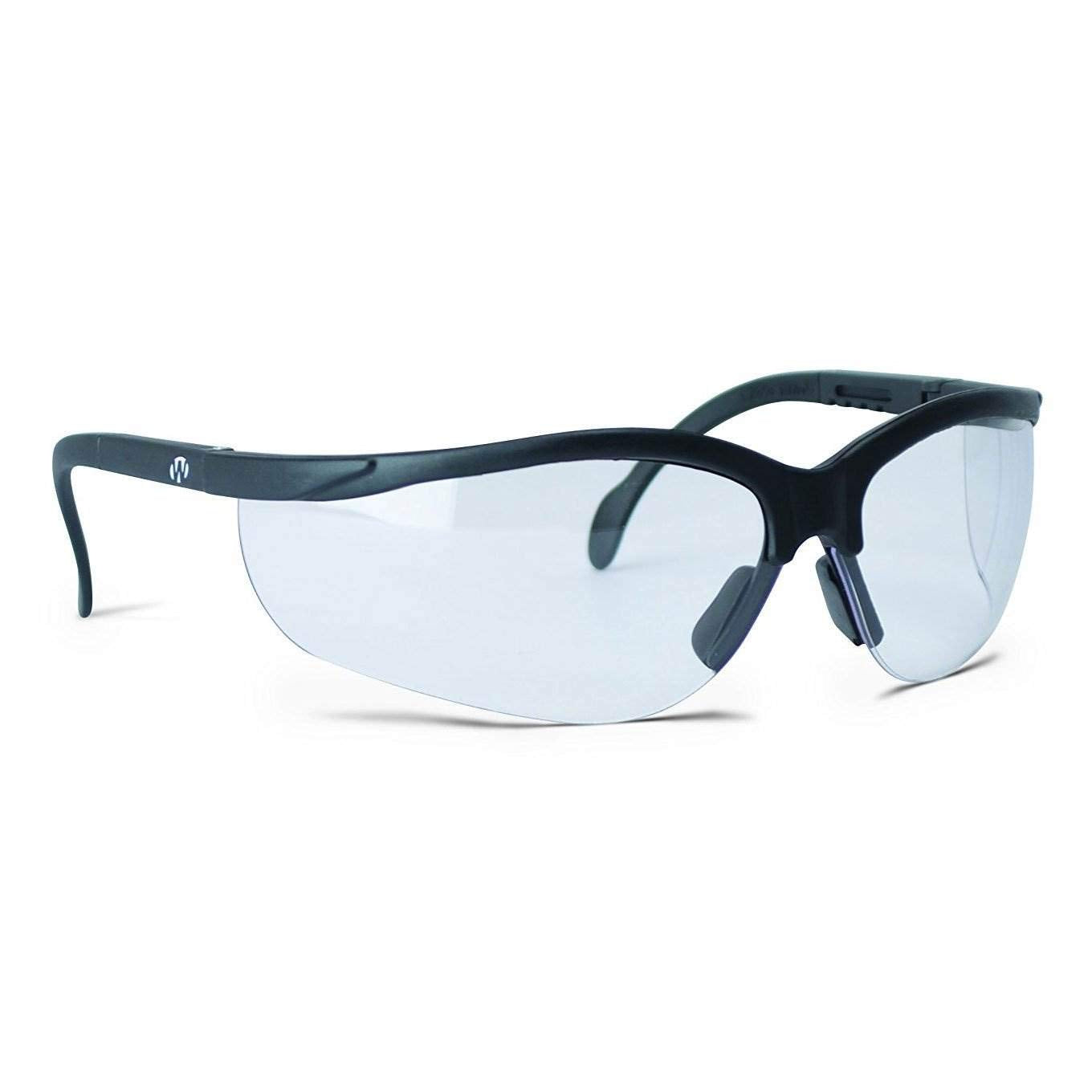 Walker's High-Grade Polycarbonate Lenses Sport Half Frame Soft Rubber Nose Piece Adjustable Safety Shooting Glasses, Clear