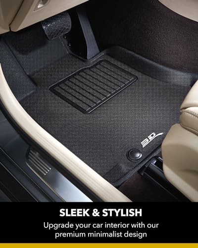 3D MAXpider Floor Mats All-Weather for Hyundai Santa FE 6 & 7 Seater 2013-2018 / Hyundai Santa FE XL 2019 Custom Fit Car Liners, Kagu Series (1st, 2nd & 3rd Row, Tan)