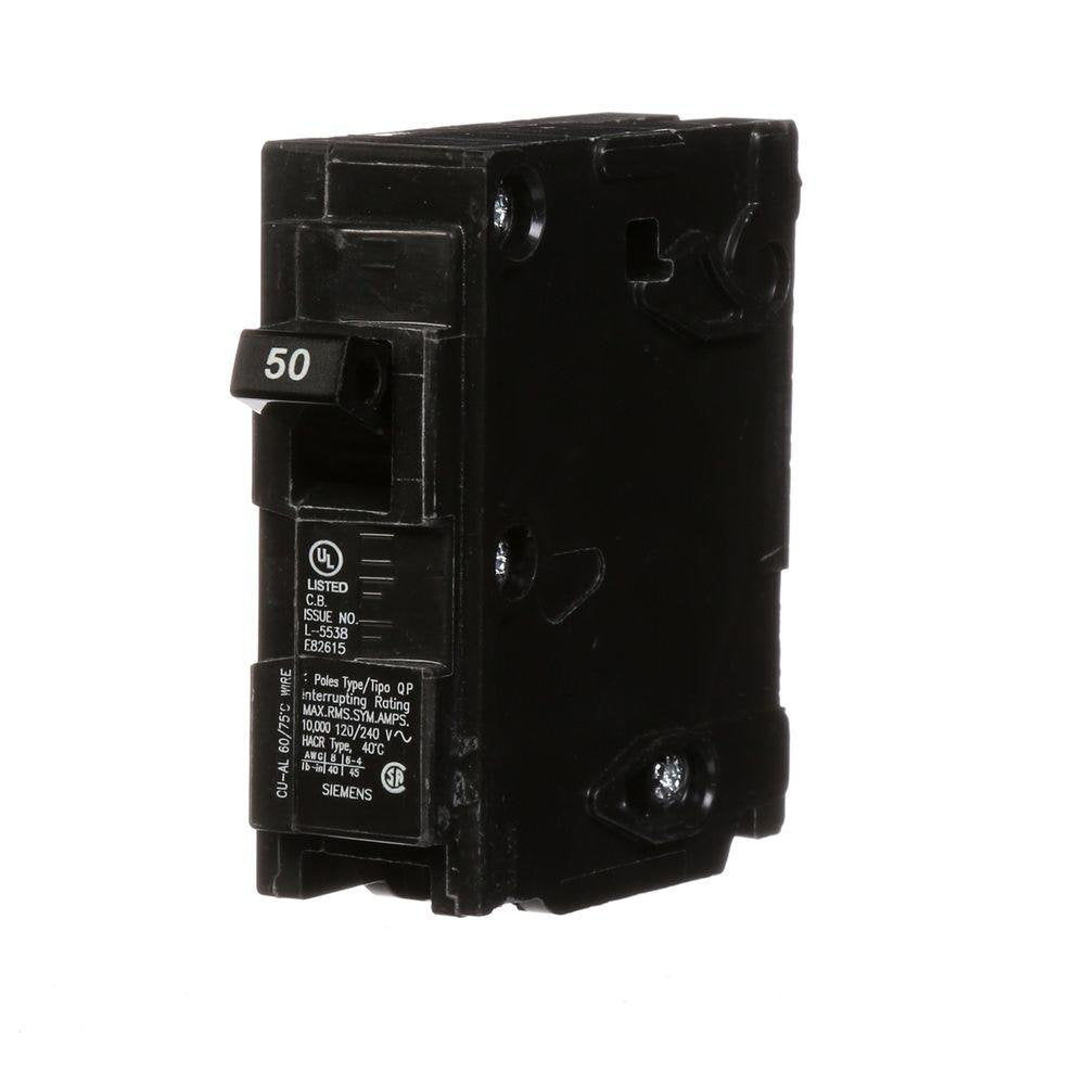 Siemens -HI Q150 Single Pole 50-Amp Type QP Circuit Breaker, Black