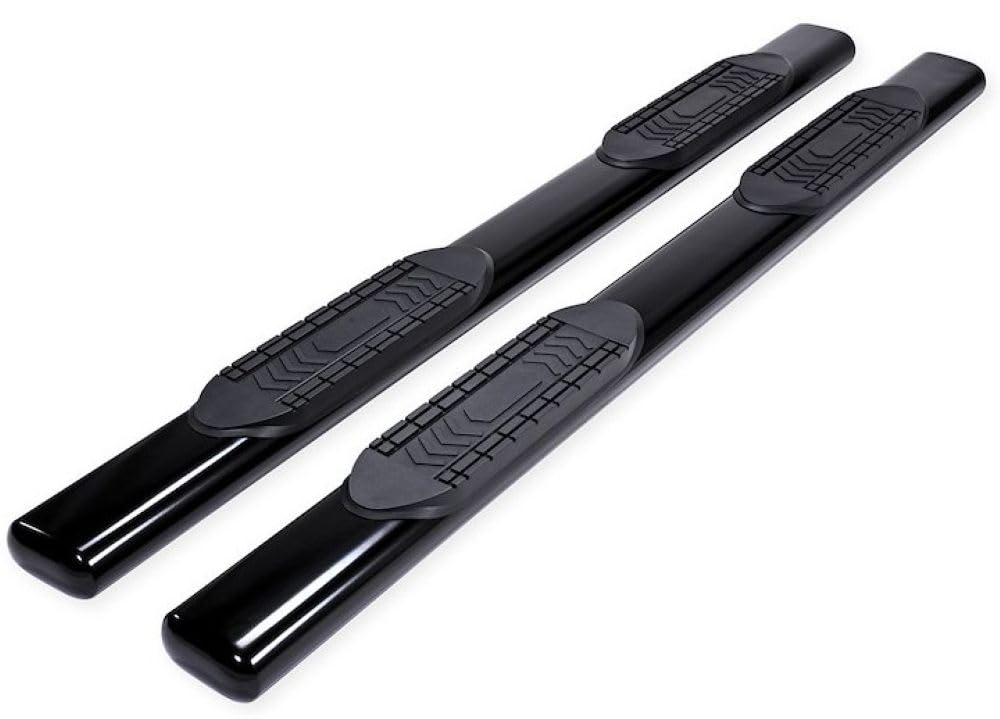 Truck TrailFX A8223B Running Board Fits Ford F-150 Crew Cab 2015-2026 Oval 6 Inch Straight Side Bars with Step Pads, Black Powder Coated Steel, Welded End Caps, Rocker Panel Mount