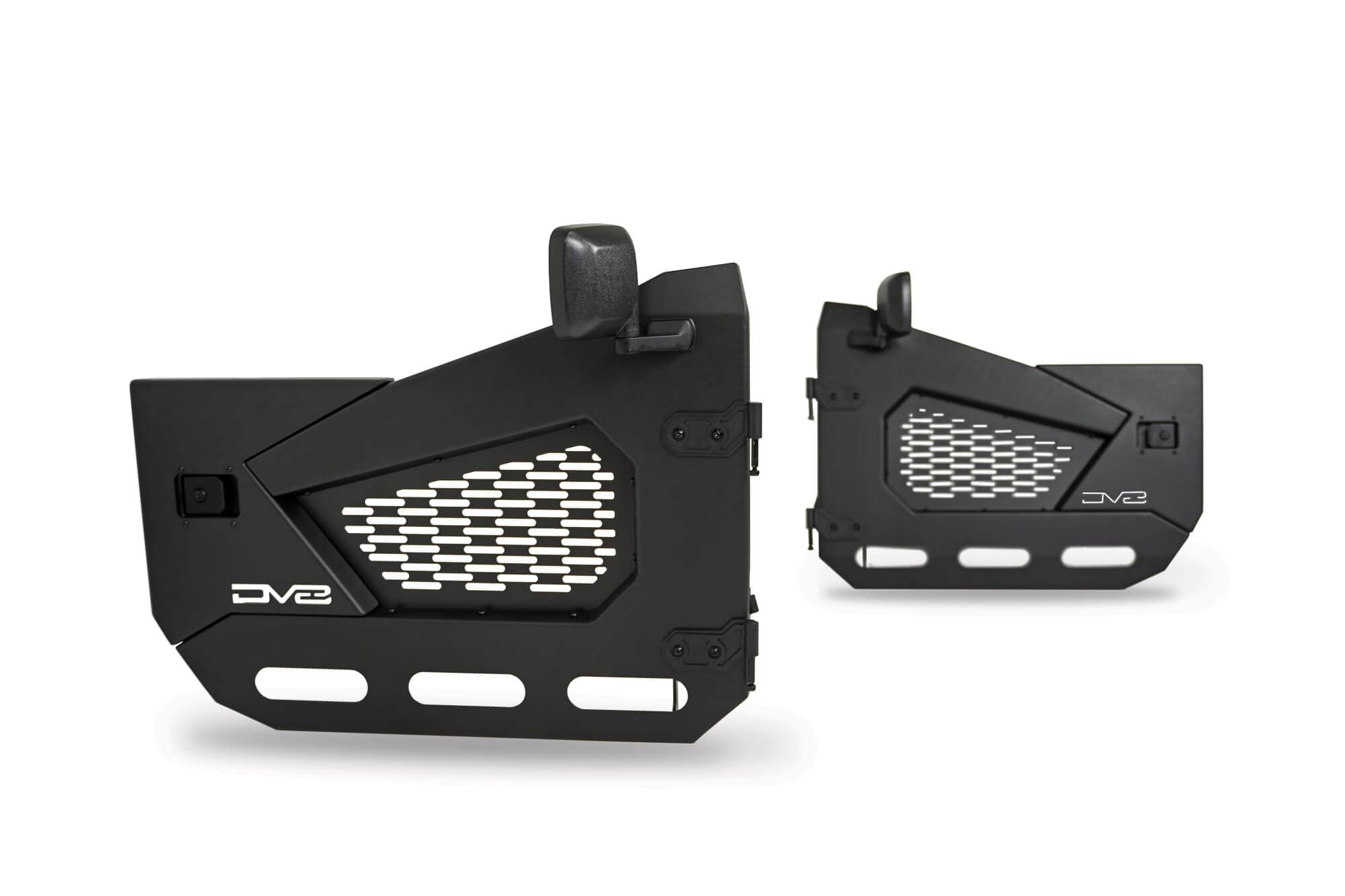 DV8 Offroad Half Doors Spec Series for 2018-2025 Jeep Wrangler JL & Gladiator JT | Molle Compatible Removable Mesh Panels | Secure Locking Handles (Front Set)