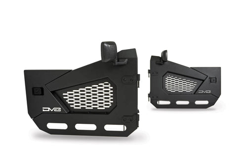 DV8 Offroad Half Doors Spec Series for 2018-2025 Jeep Wrangler JL & Gladiator JT | Molle Compatible Removable Mesh Panels | Secure Locking Handles (Front Set)