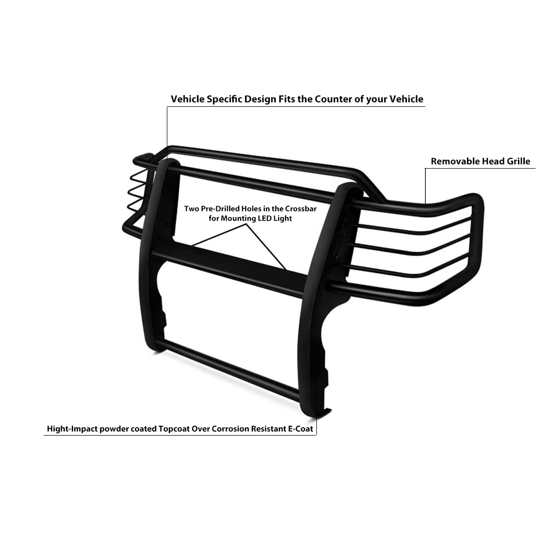 Grille Brush Black Horse Bumper Guard Modular Compatible with 2001-2004 Toyota Tacoma-17TO23MA