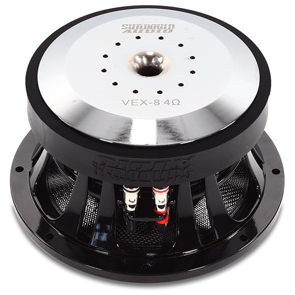 8" Sundown Audio VEX-8 300W RMS Pro Audio Midrange Speaker - 8-Ohm SVC, Carbon Fiber Cone, Ferrite Motor, High SPL 94.3dB, Vented Cast Frame, Mid-Bass Optimized Car Audio