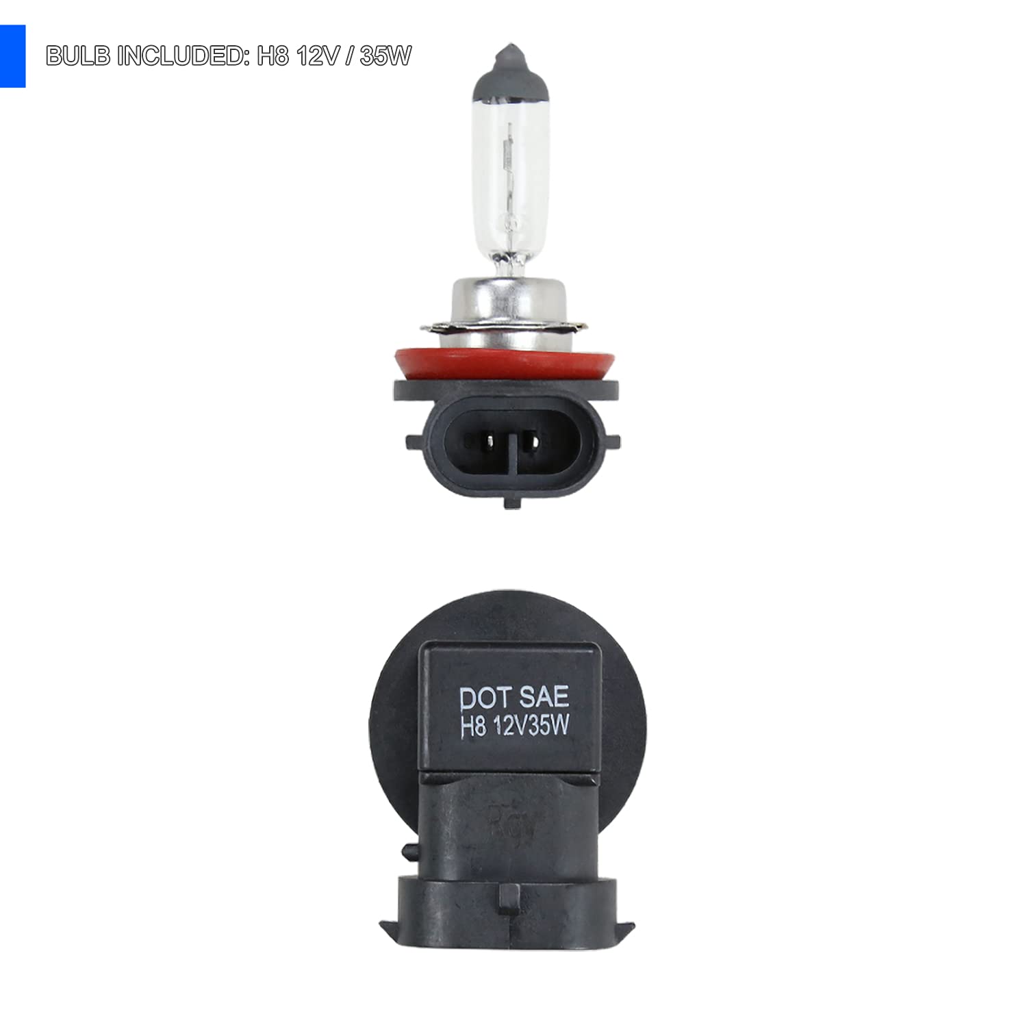 Fog Lights SPEC-D TUNING + H8 Bulbs + Switch Compatible with 2018-2019 Nissan Kicks, L+R Pair Assembly