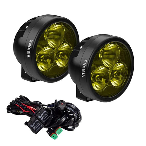 Vision X Lighting Cannon Race 3 Pair of Driving Lights Selective Yellow W/Harness