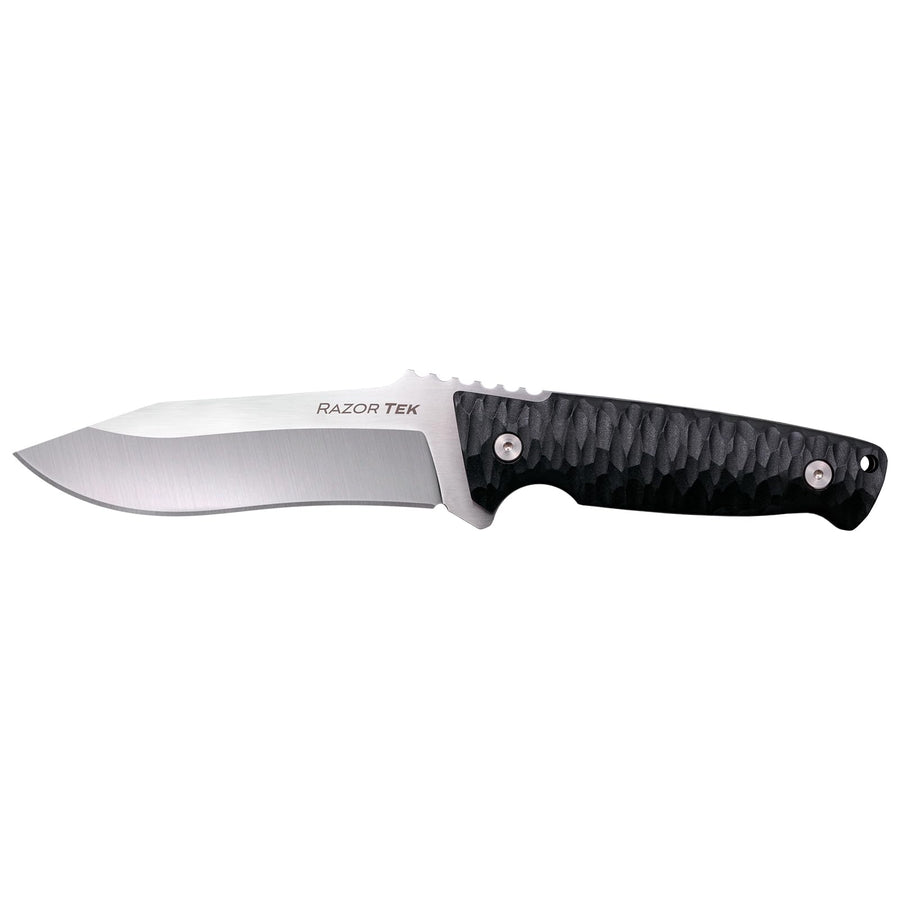 5" COLD STEEL Razor Tek Recurve Fixed Blade EDC Outdoor Camping Hunting Utility Knife, 4 5/8" Ergonomic Textured Handle, Weather-Resistant Secure-Ex Sheath
