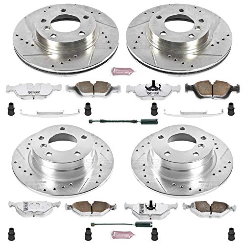 Power Stop K498-26 Z26 Carbon Fiber Brake Pads Front and Rear with Drilled & Slotted Brake Rotors Kit For BMW 318i, 318is, 3, 323is, 325i, 325is, 328i, 328is [Model Specific]