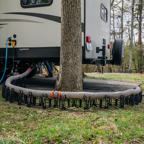 Camco 20-Ft Rhino X Camper/RV Sewer Hose Kit - (2) 10-Ft Heavy Duty RV Septic Hoses - Designed to Hold Shape & Stay in-Place - Includes 4-in-1 RV Adapter & 360° Swivel RV Sewer Hose Fittings (39390)