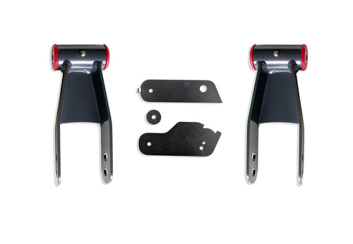 Part# 712120MR MAX TRAC SUSPENSION'S is A Pair of 2" Rear Shackles & Sensor Brackets FABRICATED from Steel & Powder Coated Grey