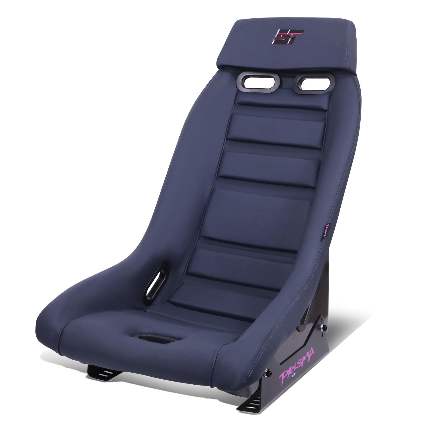 NRG Innovations GTS Retro Series PRI-150NVY Fixed Back Bucket Racing Seat with Side Mount Bracket, Navy PVC Leather, Silver Fiberglass back Sparkle Back