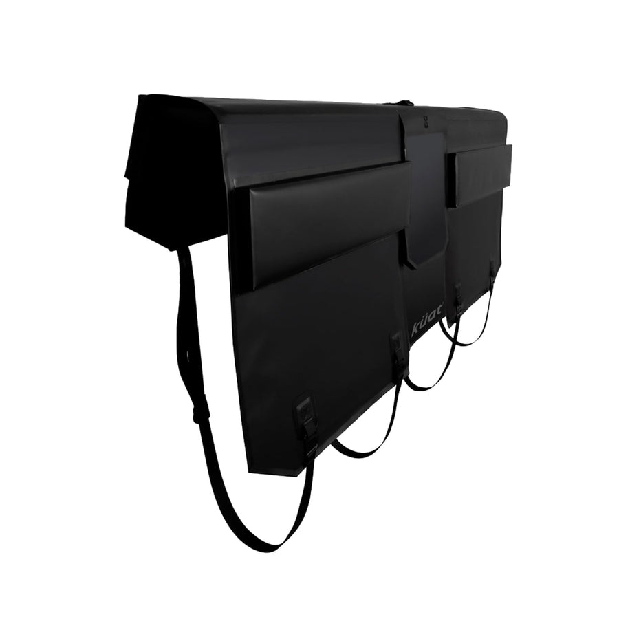 KUAT 54" HUK Straight Durable Soft-Touch TPU Padded Pickup Truck Tailgate Bike Hauling Transportation Easy-Access Protective Pad w/Nylon Straps, Metal G-Hook Buckles & Roll-Up Window, Black