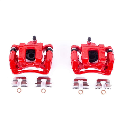 Power Stop S6456 Rear Pair of High-Temp Red Powder Coated Calipers For Hyundai Sonata 2011-2015, Kia Optima 2011-2015 [Model Specific]
