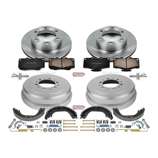 Power Stop Autospecialty KOE15097DK Front and Rear Replacement Brake Kit-OE Brake Drums & Ceramic Brake Pads For Toyota Tacoma 1995-2002 [Model Specific]