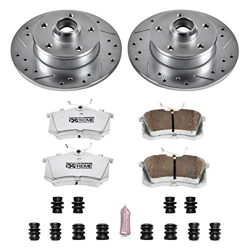 Rear Power Stop K512-26 Z26 Carbon Fiber Brake Pads with Drilled & Slotted Brake Rotors Kit