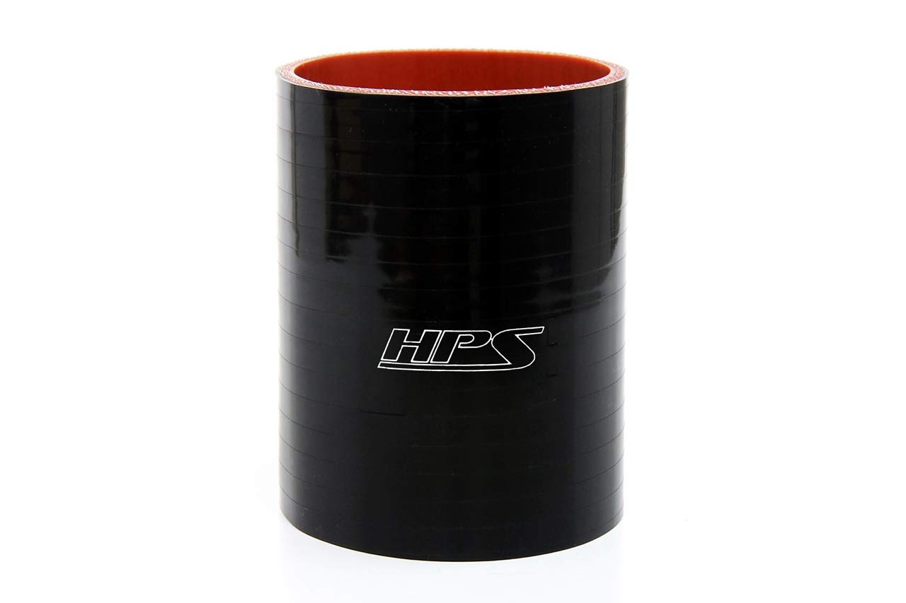 HPS Silicone High Temperature HTSC-275-L6-BLK 4-ply Reinforced Straight Coupler Hose, 60 PSI Maximum Pressure, 6" Length, 2.75" ID, Black