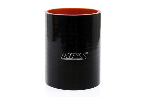 HPS Silicone HTSC-400-L4-BLK High Temperature 4-ply Reinforced Straight Coupler Hose, 45 PSI Maximum Pressure, 4" Length, 4" ID, Black