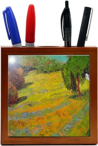 Van Gogh Art Rikki Knight 5-inch Sunny Lawn Design Wooden Tile Pen Holder (rk-ph1462)