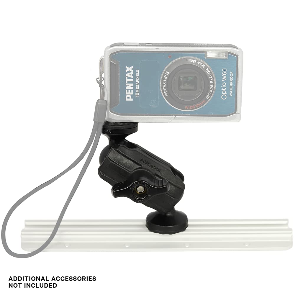 YakAttack Camera Mount Articulating | 5.5" Tall with ScrewBall Base | Compatible with GoPro & 1/4-20 | Low-Profile Adjustable Track Mount for Kayaks | Made in USA