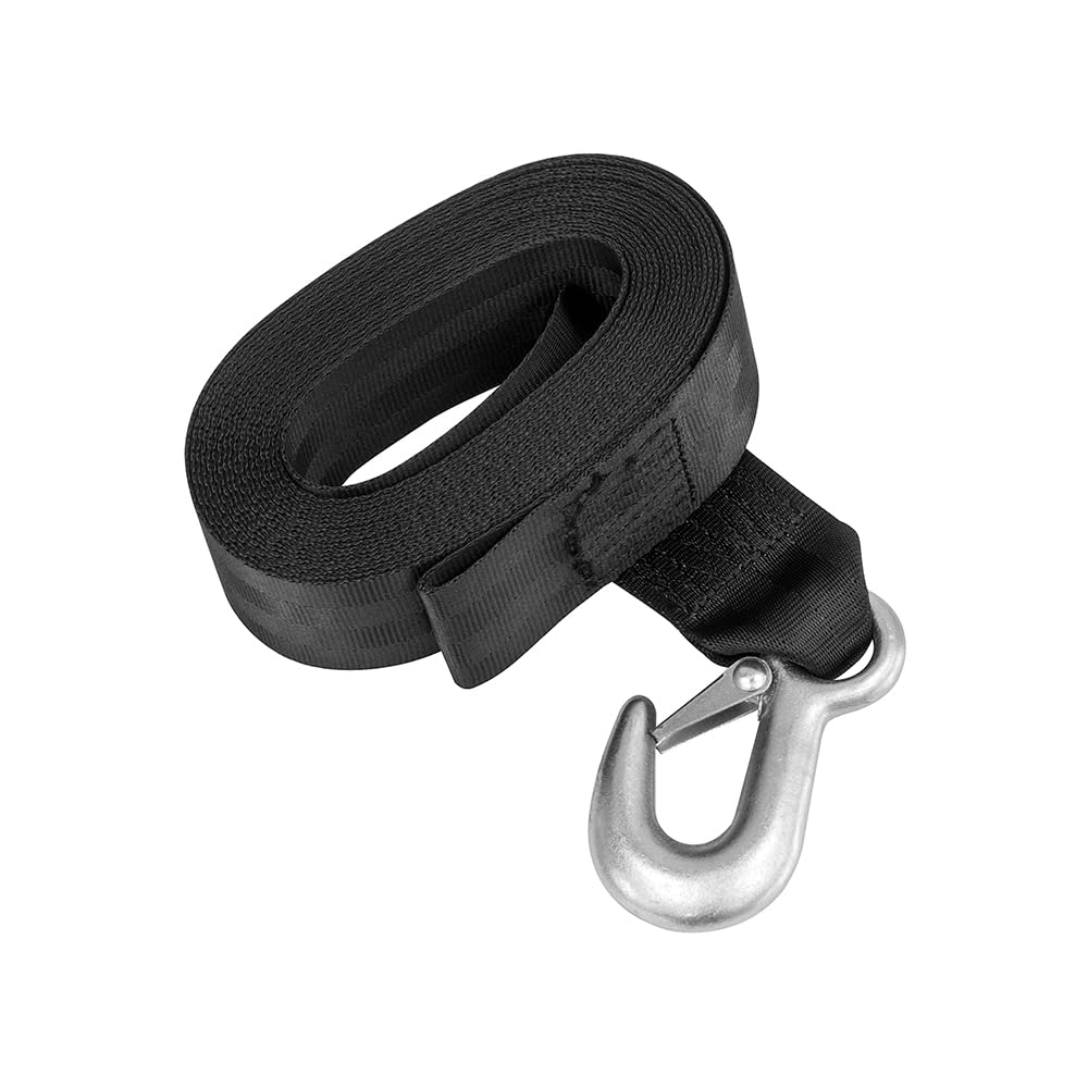 Fulton Trailer Winch Accessory 501202, Strap w/Hook, 2 Inch x 20 Foot, Black