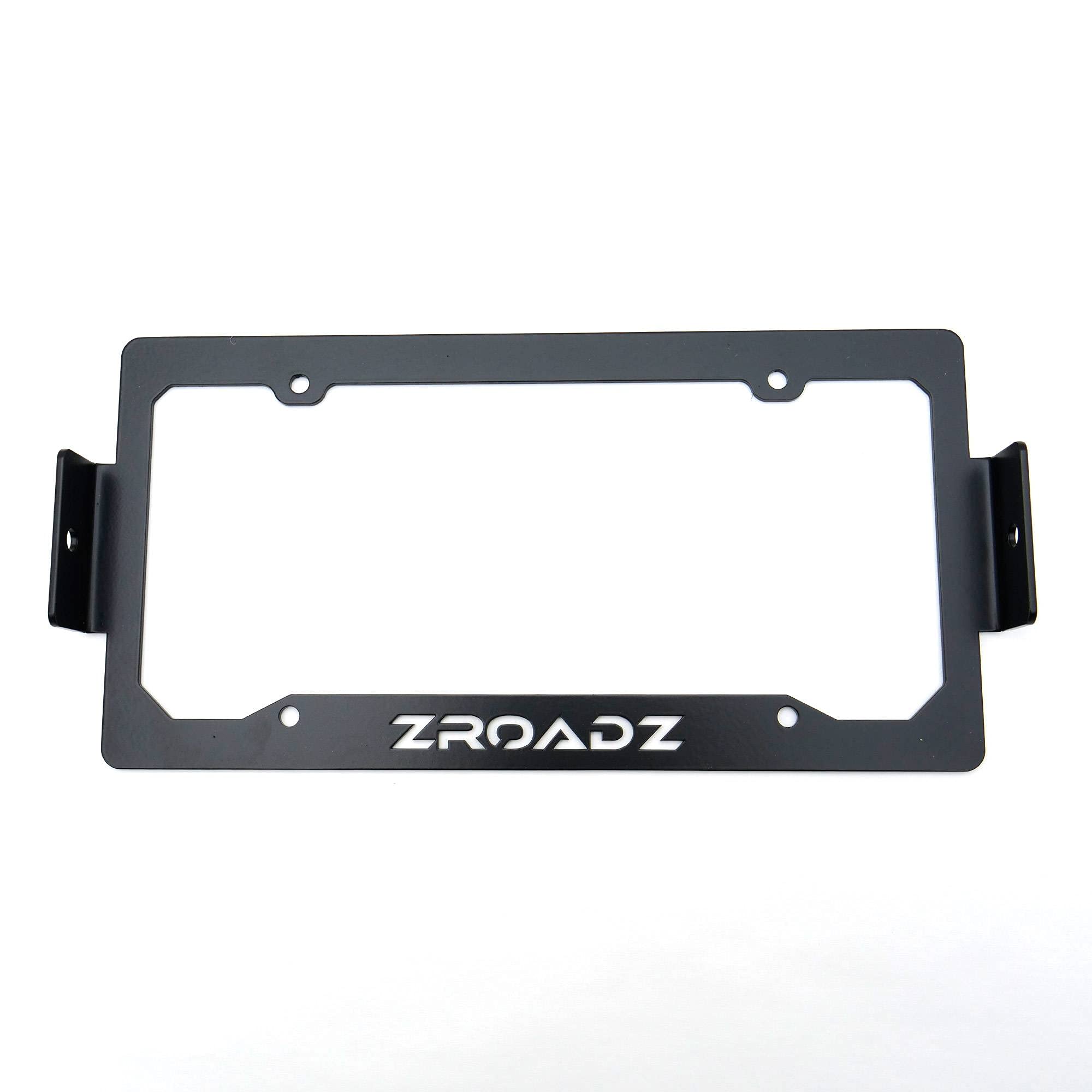 ZROADZ LED License Plate Frame Universal Bracket ONLY- Black Mild Steel - Bolt-on No Drilling Required - Mounts (2) 3 Inch ZROADZ or Similar Style LED Pod Lights PN#Z310005