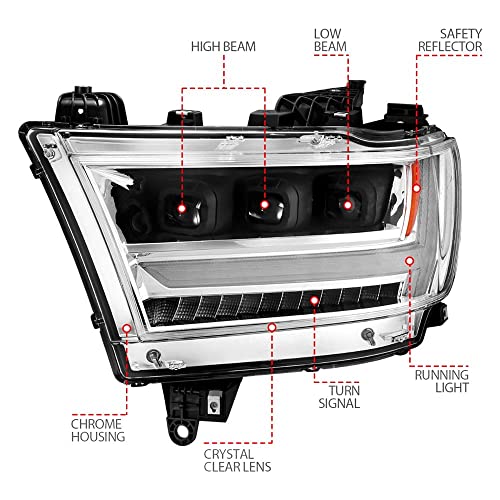 19-20 Dodge Ram 1500 Tradesman LED Projector Headlights Aridex Plank Style w/Sequential Black (Driver) (111495-L)