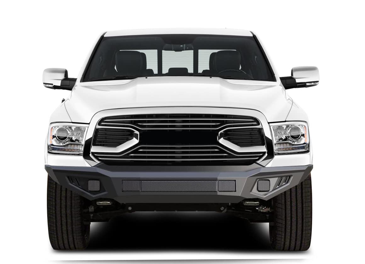 Armour II Heavy Duty Black Horse Front Bumper Matte Black Compatible with 2015-2018 Ram 1500 Rebel ONLY-AFB-RA16-BU