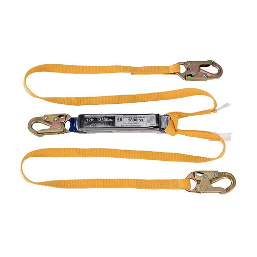 12 Ft. Werner Free Fall / 400Lb (6 Ft Free Fall) Twinleg Lanyard (Snaphooks) 6 Ft