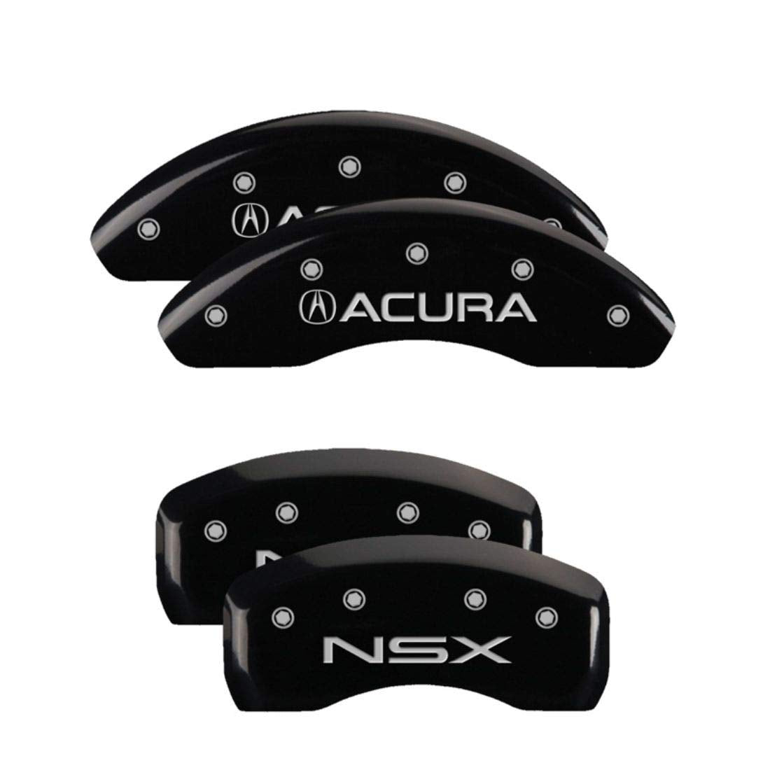 MGP Caliper Covers Black Powder Coat Finish 39008SNSXBK Engraved Caliper Cover with Silver Characters, Set of 4 "Acura/NSX"