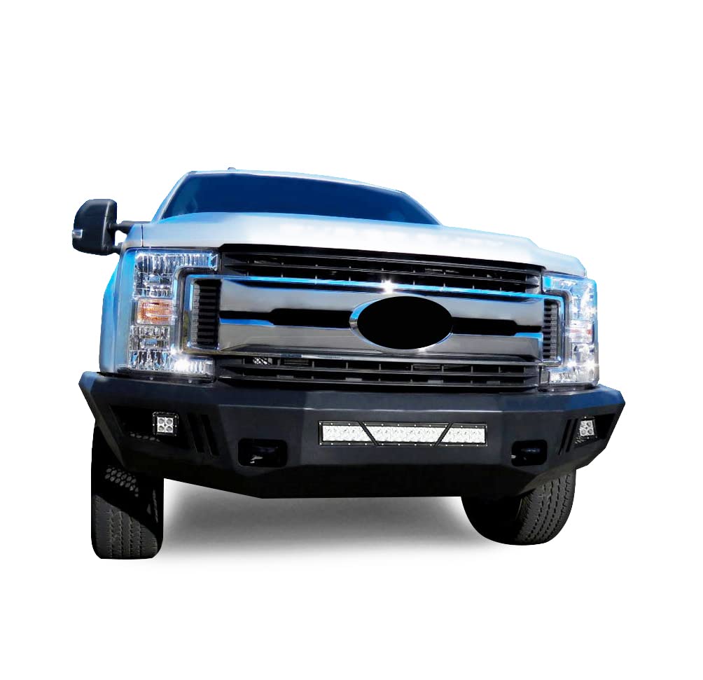 Heavy Duty Black Horse Armour Front Bumper Matte Black Includes 1 20in LED Light Bar, 2 Sets of 4in Cube Lights Compatible with 2017-2022 Ford F-250 Super Duty|2017-2022 Ford F-350 Super Duty
