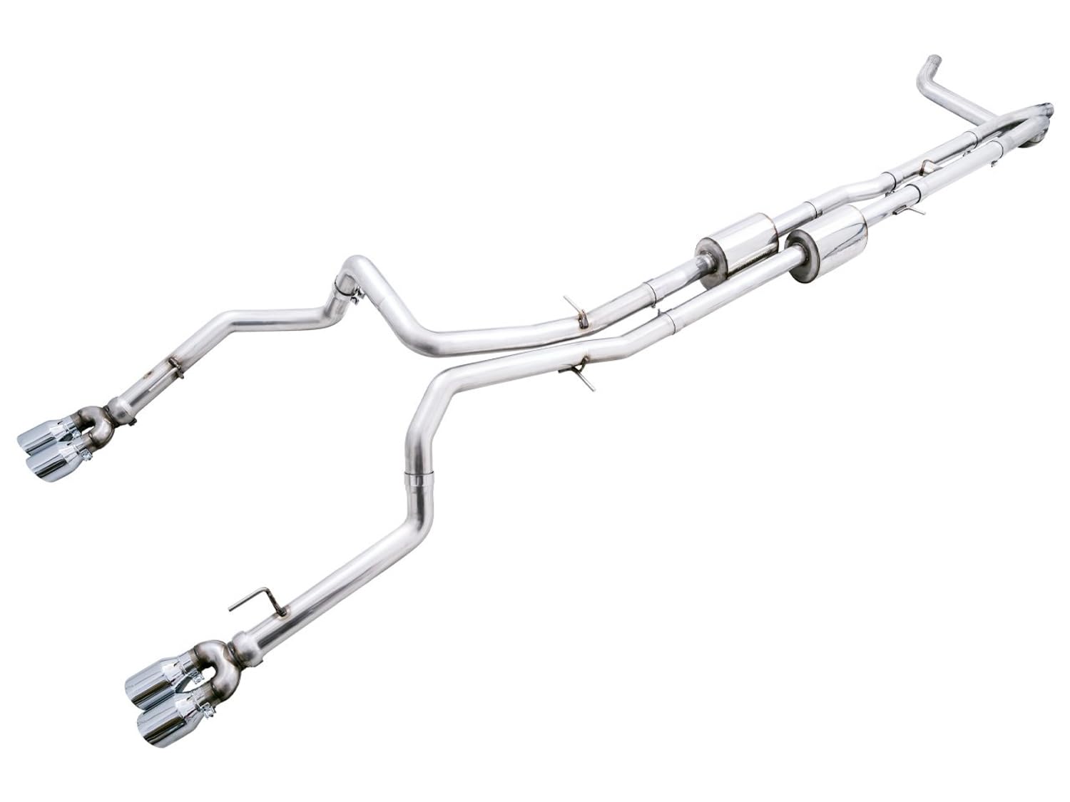 22-23 GMC Sierra 1500 AT4X AWE Tuning 6.2L 0FG Catback Split Dual (Flat Bumper) - Chrome Silver Tips - 3015-42284