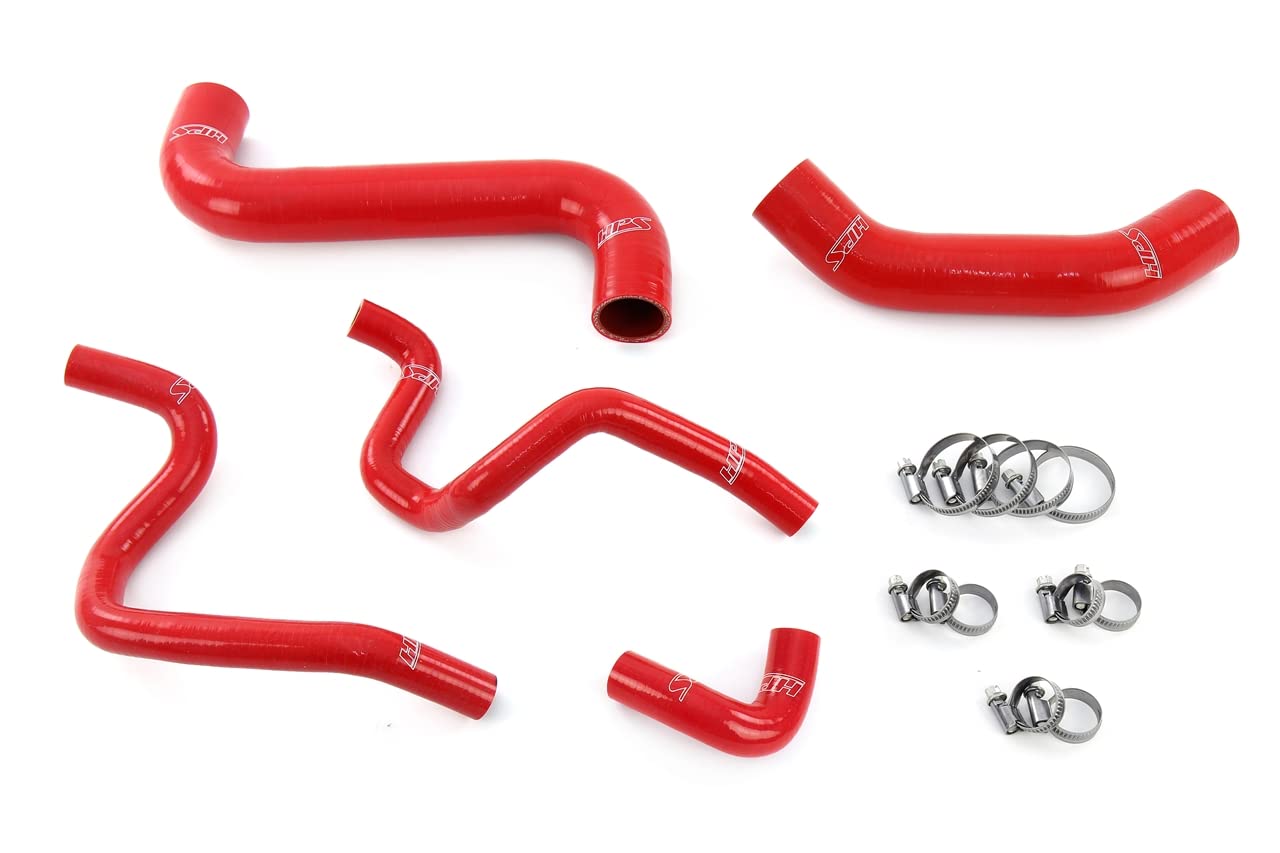 Red HPS Silicone Radiator + Heater Hose Kit Coolant OEM Replacement 57-1732-RED
