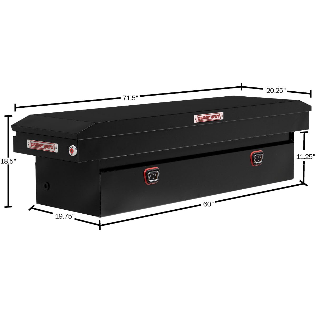 Weather Guard Saddle Truck Box Model 126-5-04, Steel, for Full Size Trucks, Standard Profile, Gloss Black, 11.0 cu ft Capacity