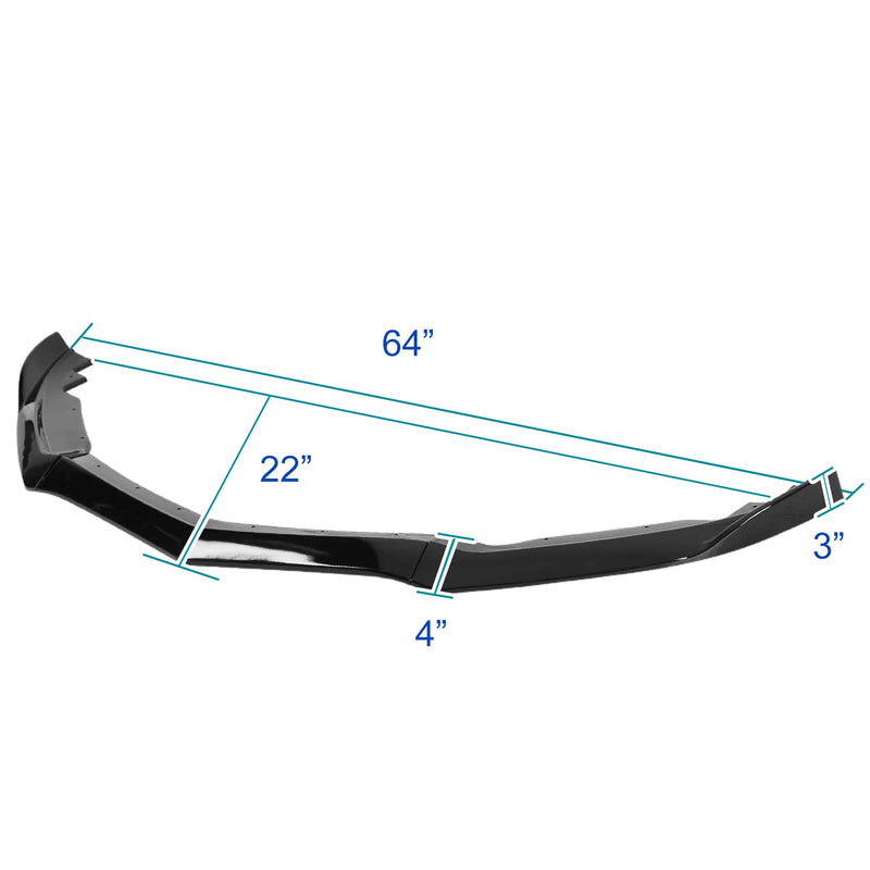 Glossy Black PP Spec-D Tuning Front Bumper Lip Spoiler Splitter 3PC Compatible with 2015-2018 Cadillac ATS