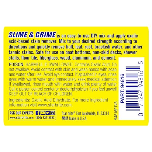 Slime & Grime Stain Remover STAR BRITE - Concentrate Makes 5 Gallons - Remove Tarnish, Rust & Tough Slimy Grimy Stains on Fiberglass, Metal, Wood, Cement, Tile, Decks & More - 16 OZ (094816)