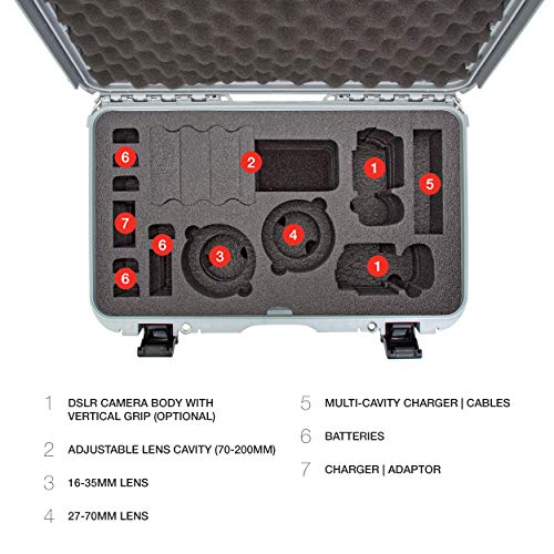 Nanuk Waterproof 935 Hard Case Carry-on with Foam Insert for 2Canon, Nikon - 2 DSLR Body and Lens/Lenses - Silver (935-EDSLR5)