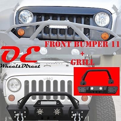 07-15 Jeep Wrangler 11 Front Bumper + Custom Textured Black Grill KO OffRoad