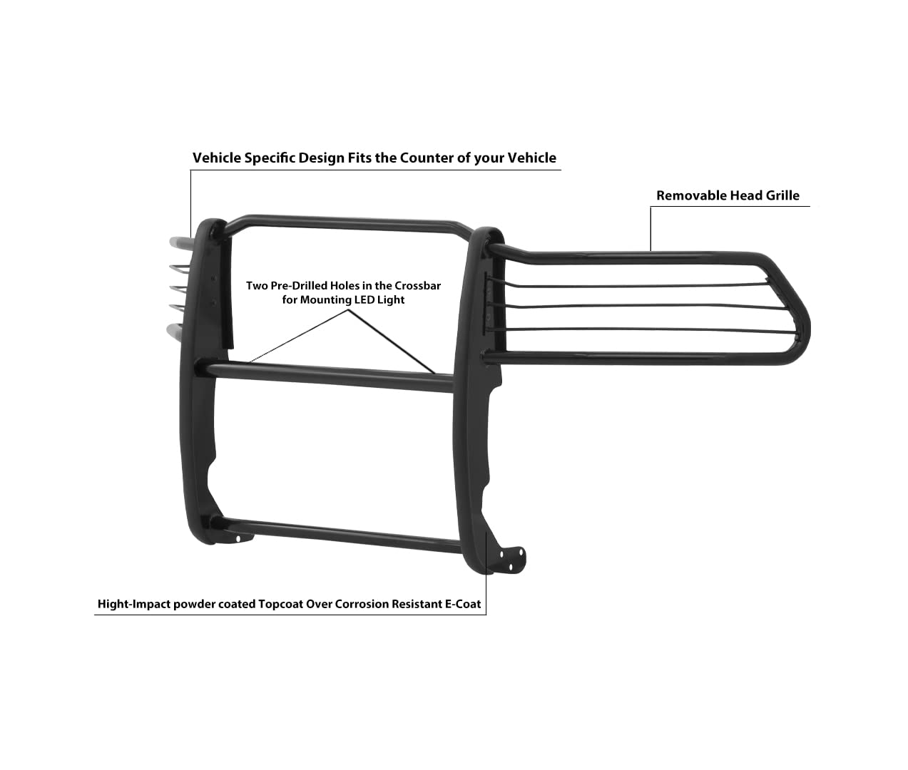 Bumper Guard Black Horse Grille brush Modular Compatible with 1994-2001 Dodge Ram 1500|1994-2002 Dodge Ram 2500|1994-2002 Dodge Ram 3500-17DG100MA