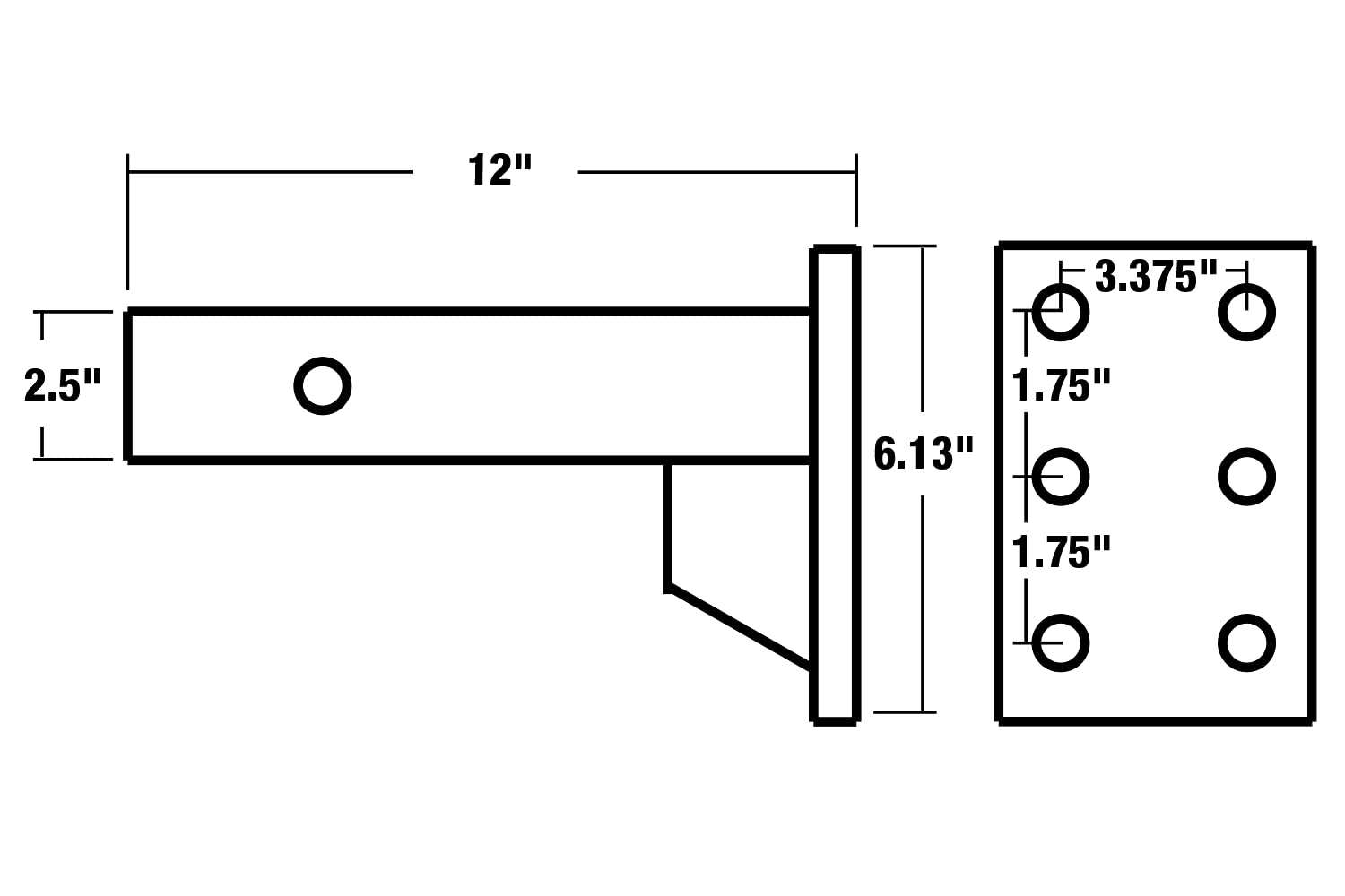 PM25612 Buyers Products Pintle Hook Mount – 2 Position Adjustable Trailer Hitch Receiver for 2-1/2 Inch Trucks, 16,000 lb MGTW – Heavy-Duty Tow Hitch, 3,000 MVL Rated, 12"