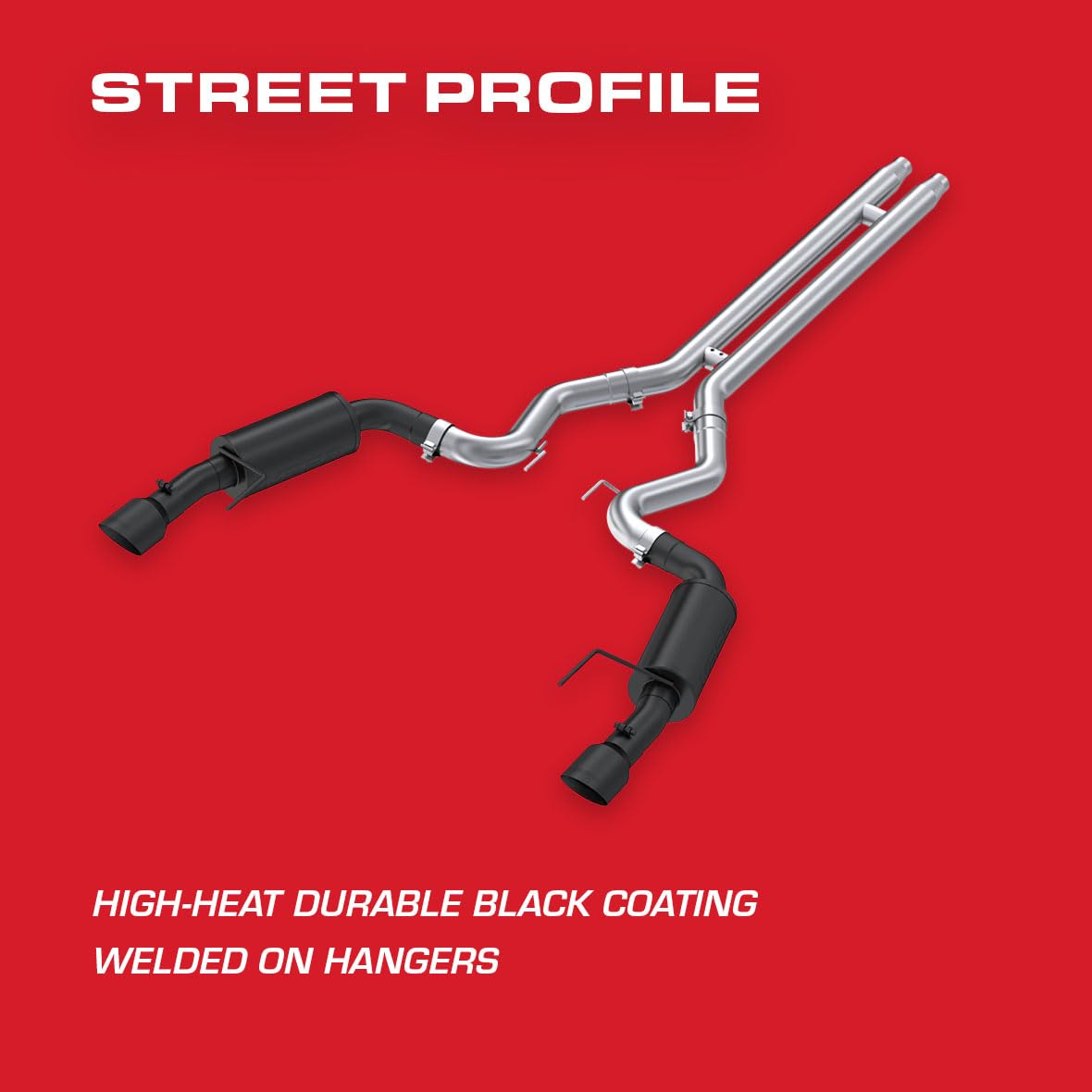 3" Dual Split Rear MBRP S7239BLK Black Coated Street Version Cat Back with 4.5" Tips