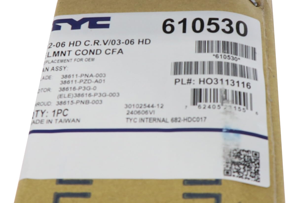 Cooling Fan Assembly TYC 610530 Compatible with 2002-2006 Honda CRV
