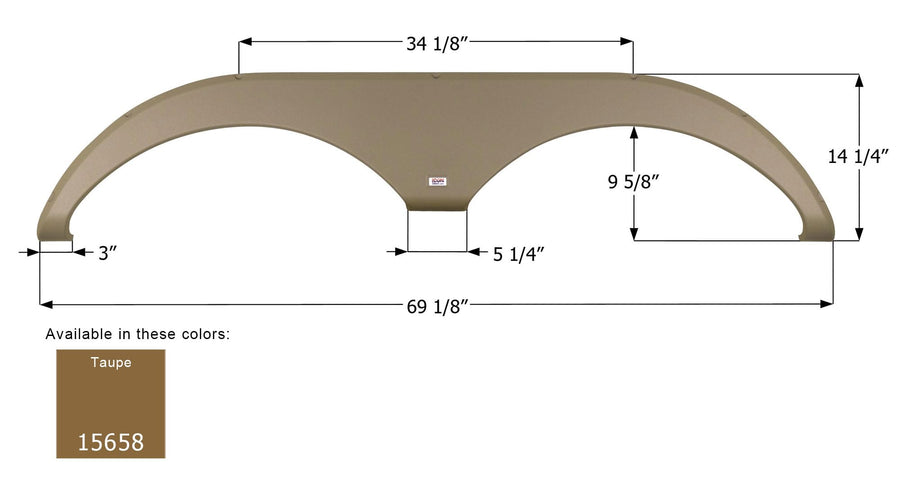 Tandem Axle Fender Skirt Icon 15658 FS5658L for Forest River - Taupe