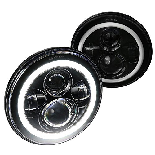 Projector Headlight Spec-D Tuning LHP-7RNDJM-H-MSX2 Black (7 Inch Round With Halo)