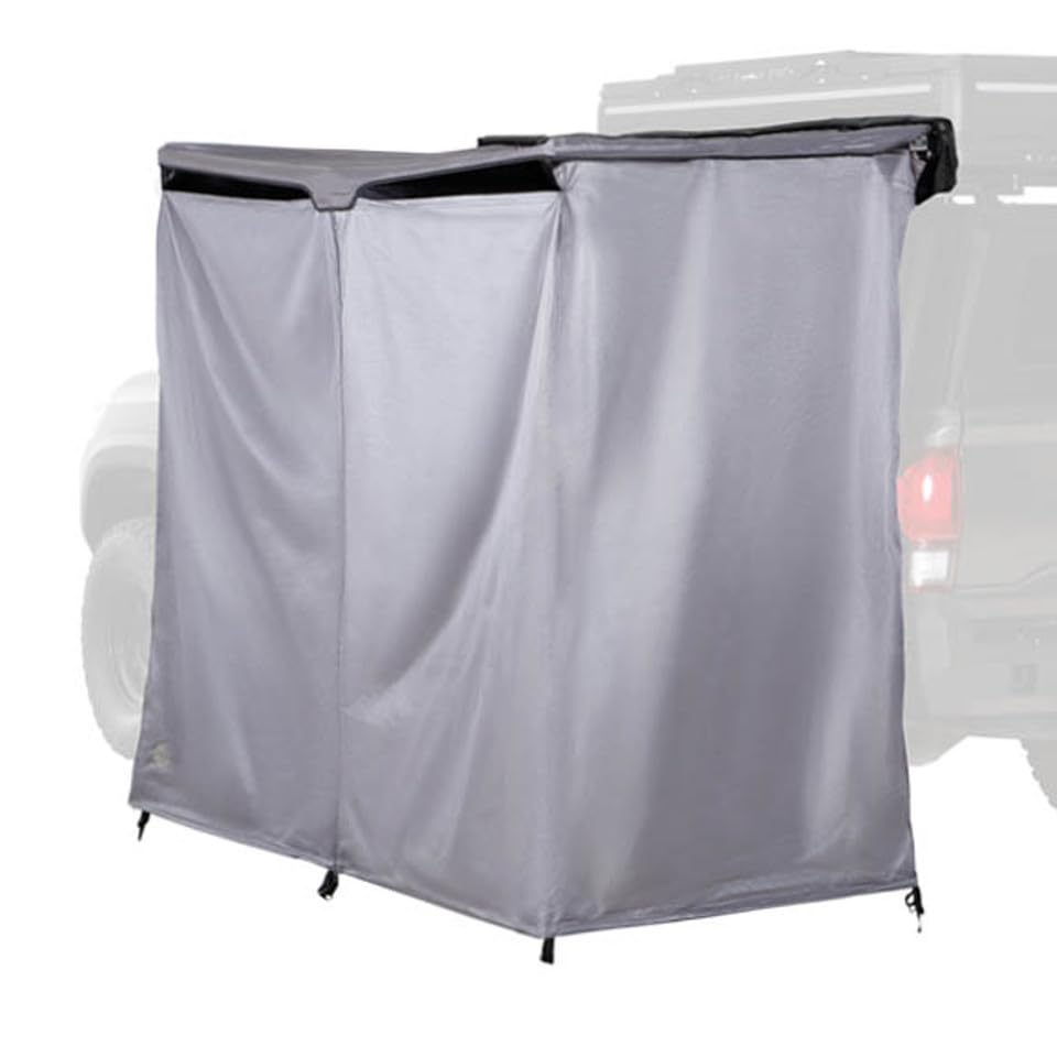 HD Nomadic Shower - Overland Vehicle Systems Quick Deploying Double Shower, 42" x 84", Grey Body, Green Trim W/Black Travel Bag and Floor Basin