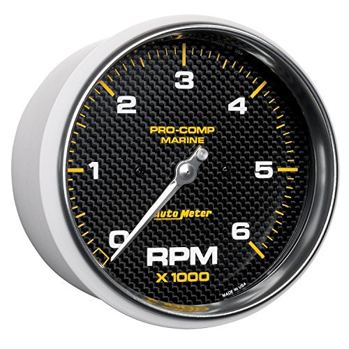 Tachometer, AutoMeter Gauge, 5", 6K RPM, Marine Carbon Fiber (200750-40)