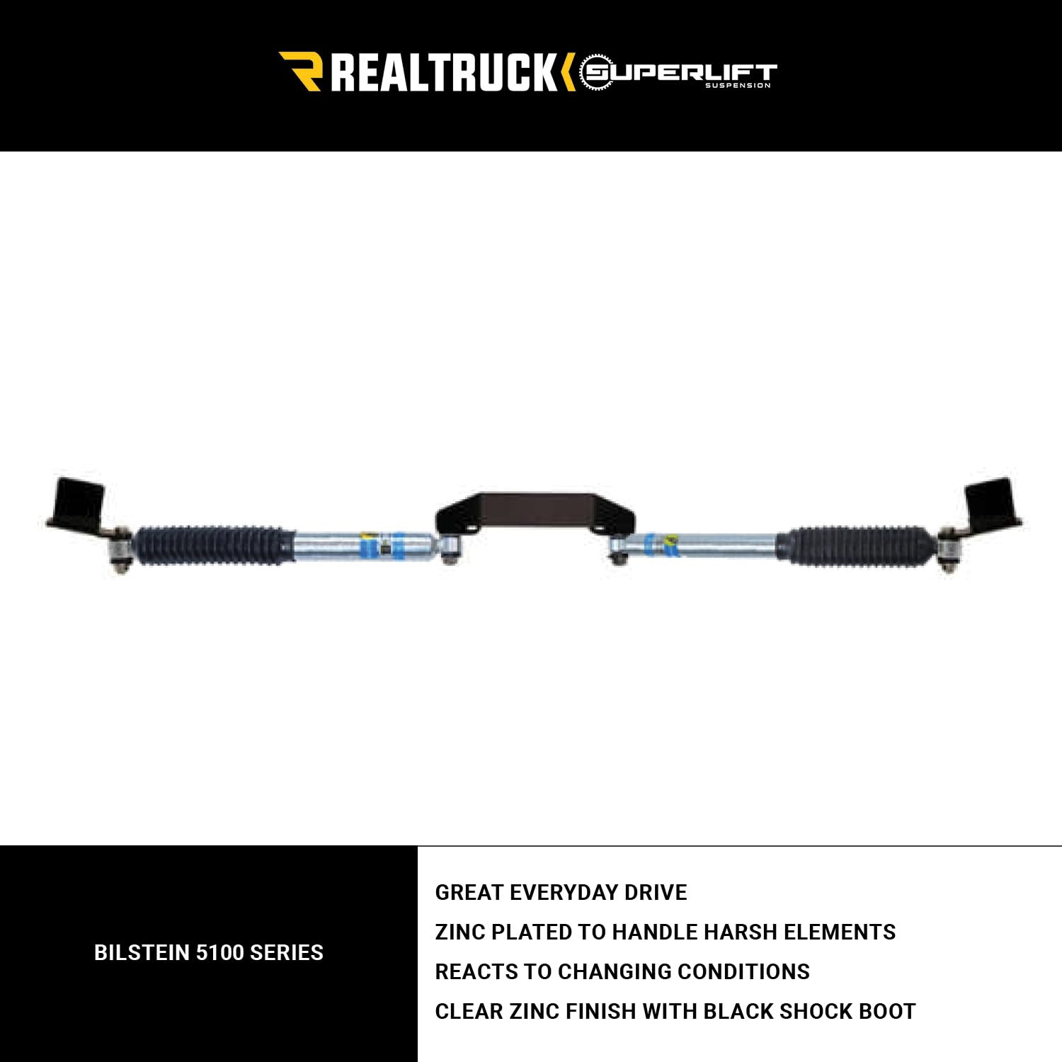 SUPERLIFT SUSPENSION RealTruck Dual Stabilizer Kit for RAM 2500/3500 | Bilstein 5100 Series Cylinders | 92709 | Fits 2009-2013 RAM 2500; 2009-2012 3500 4WD with 3" of Lift or Higher