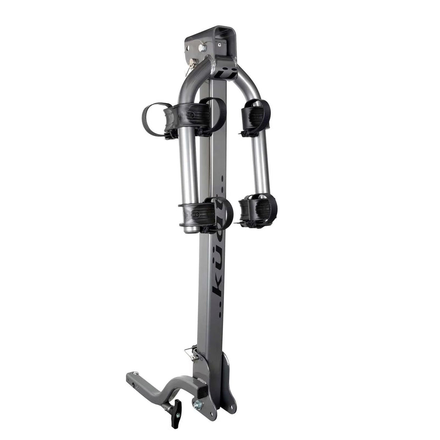 Hitch-Mounted KUAT Beta 1.25" Bike Rack | Durable Lightweight Aluminum Folding Tilting-Down Gray Bicycle Car Truck Transportation Hauling Rack | 2 Bike Capacity